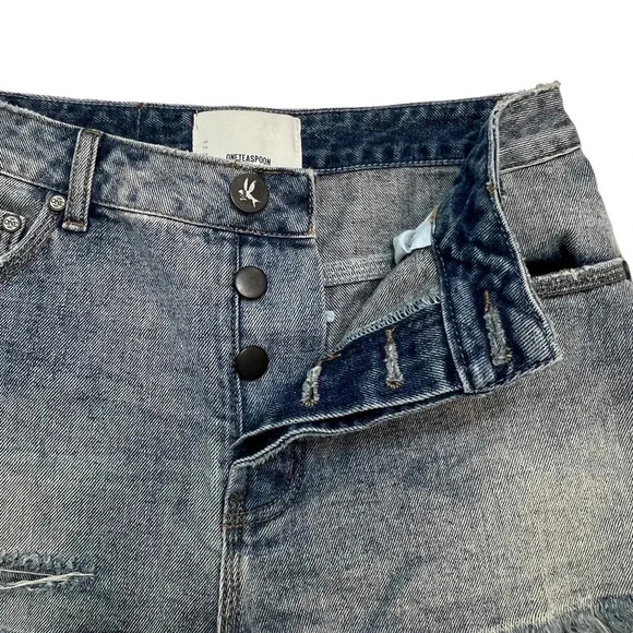 One Teaspoon High Waist Bonita Blue Denim Jean Short Distressed Raw Hem Size 27 - Picture 3 of 8